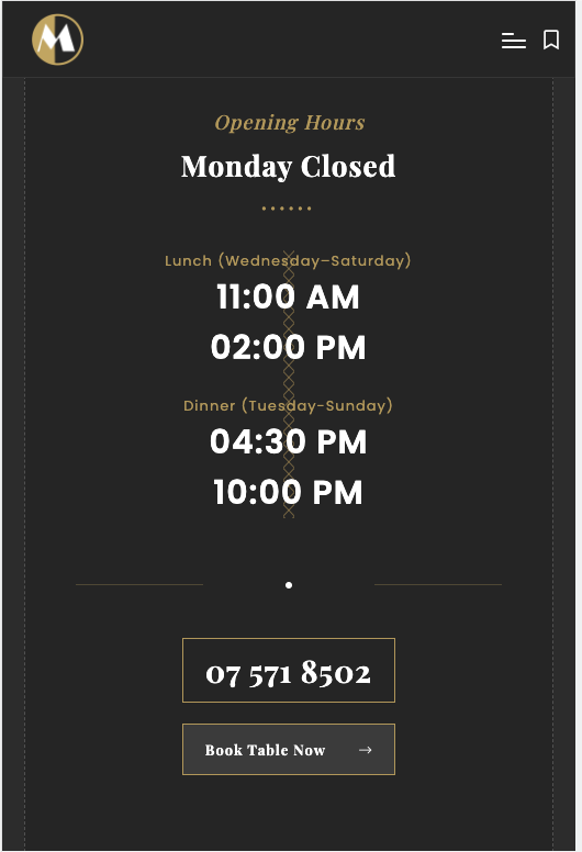 Own Masala Opening Hours UI